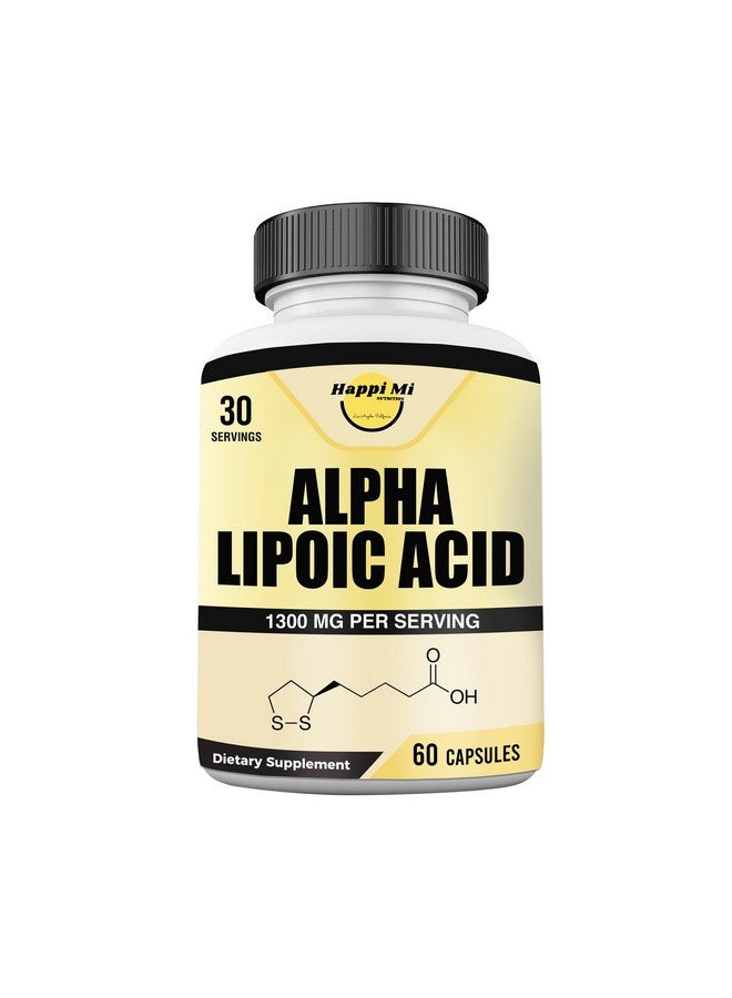 هابي_مي_نيوتريشن كبسولات حمض ألفا ليبويك من هابي مي نيوتريشن بتركيز 1300 ملجم لكل وجبة - 30 وجبة لكل زجاجة - دعم مضاد للأكسدة من أجل الصحة العامة - Image 1
