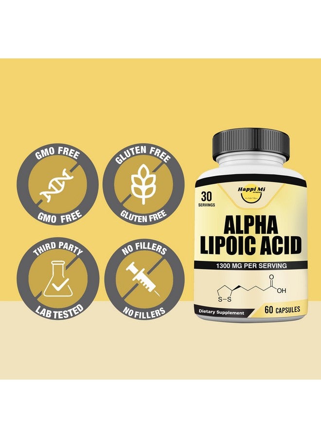 هابي_مي_نيوتريشن كبسولات حمض ألفا ليبويك من هابي مي نيوتريشن بتركيز 1300 ملجم لكل وجبة - 30 وجبة لكل زجاجة - دعم مضاد للأكسدة من أجل الصحة العامة - Image 5