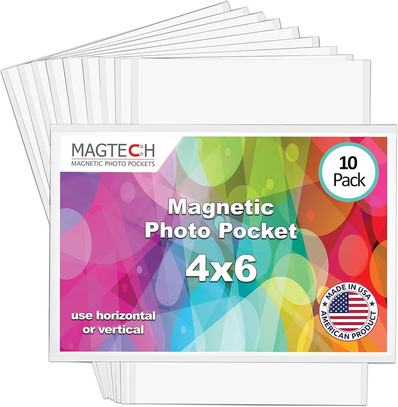 Magtech Magnetic Pocket Picture Frame, White, Holds 4 x 6 Inches Photos, 10, Made in the USA Pack (14610) - Image 1