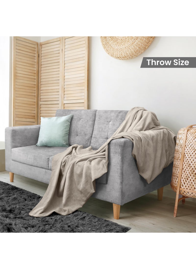 Utopia Bedding Utopia Bedding 100% Cotton Blanket (Throw Size - 60x50 Inches) 350GSM Lightweight Thermal Blanket  Soft Breathable Blanket for All Seasons (Khaki)  - Image 2