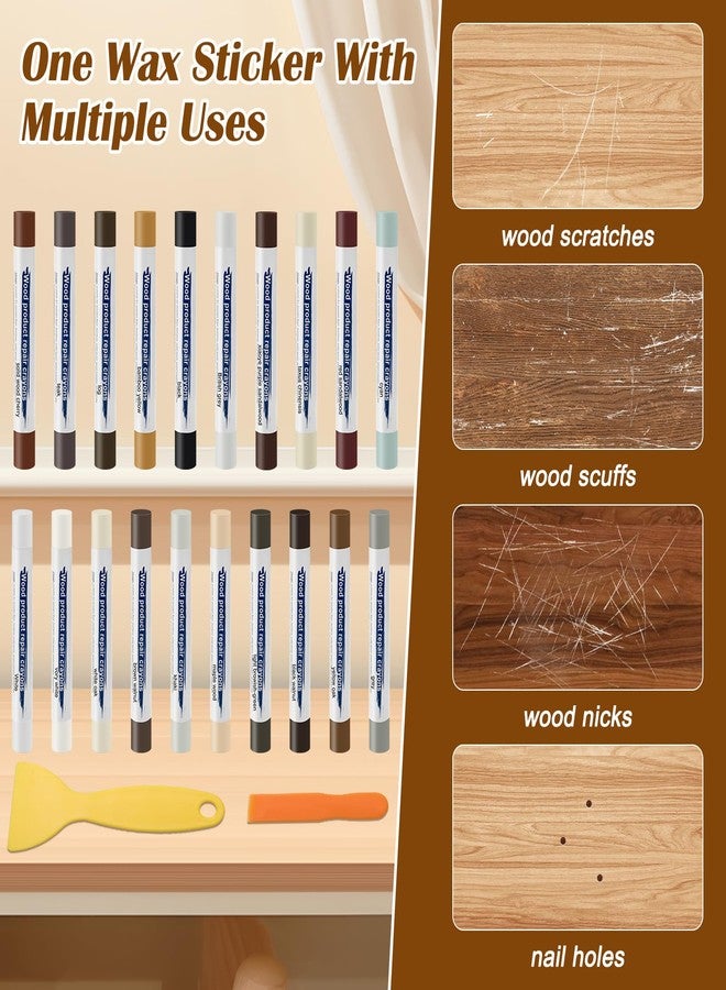 Windspeed 20+2P Wood Filler Sticks,Windspeed Wood Repair Wax Crayons for Furniture Scratch Wax Stick Pen for Repairing Scratches Scuffs Cracks and Holes on Wooden Floor, Cabinet Laminate Hardwood - Image 4