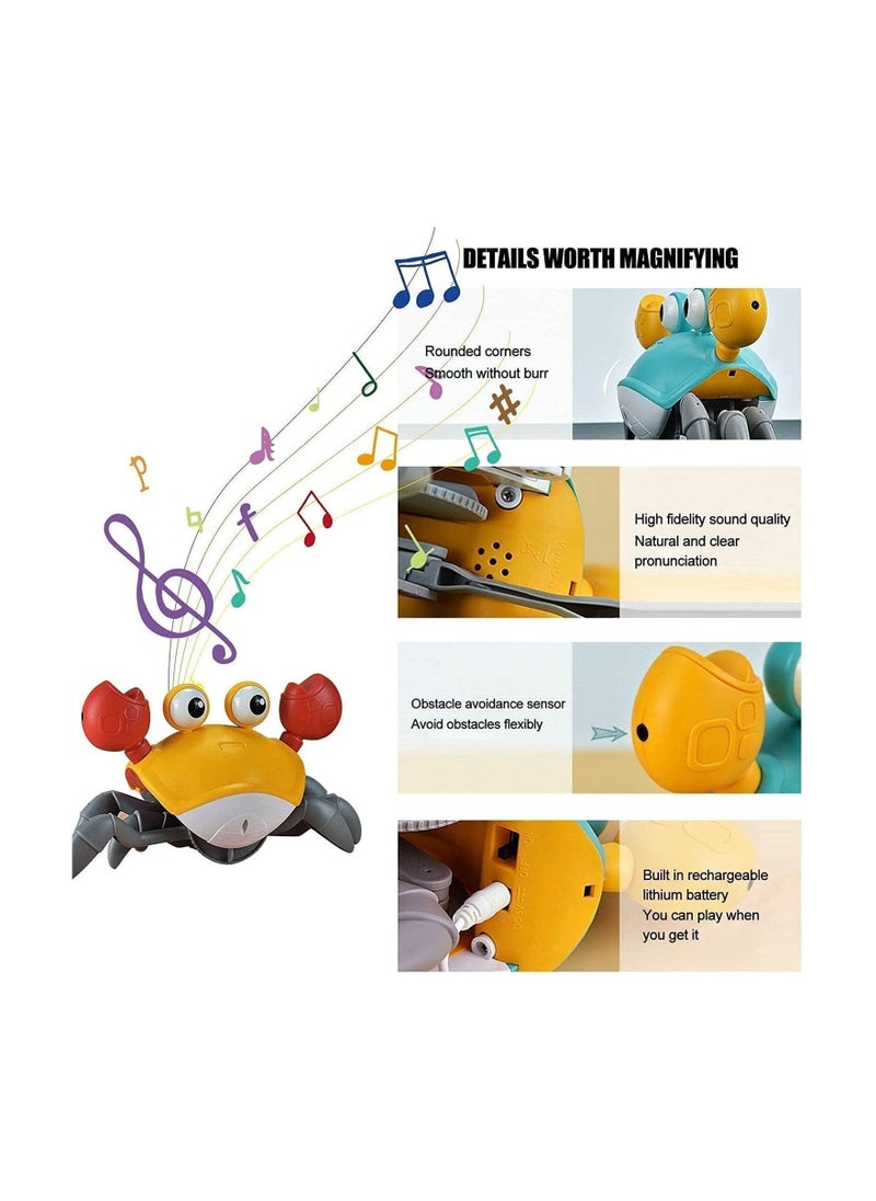Y&D - Baby Music Toys, induction Escape Crab Toy with Colorful Lights, Automatic Obstacle Avoidance, Usb Rechargeable - Image 1