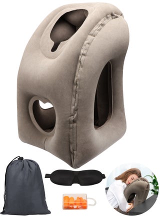 Portable Inflatable Neck Pillow Travel Pillow Velvet Gray Suitable for Aircraft Cars Buses and Offices - pzsku/Z108F7386C9742B68E828Z/45/_/1715589823/87b2cb12-23eb-4fc7-9b68-042ab68f7768