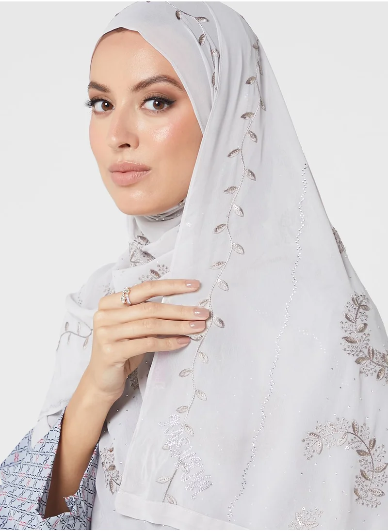 كشخة حجاب شيفون مزين بأحجار