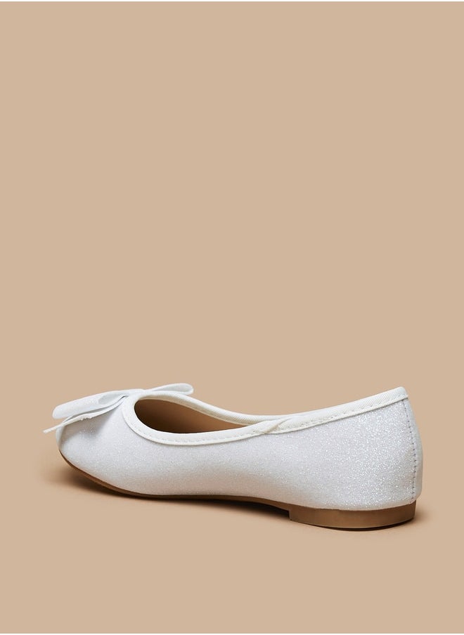Flora Bella By Shoexpress Girl's Glitter Slip-On Round Toe Ballerina Shoes With Bow Accent Ramadan Collection  - Image 2