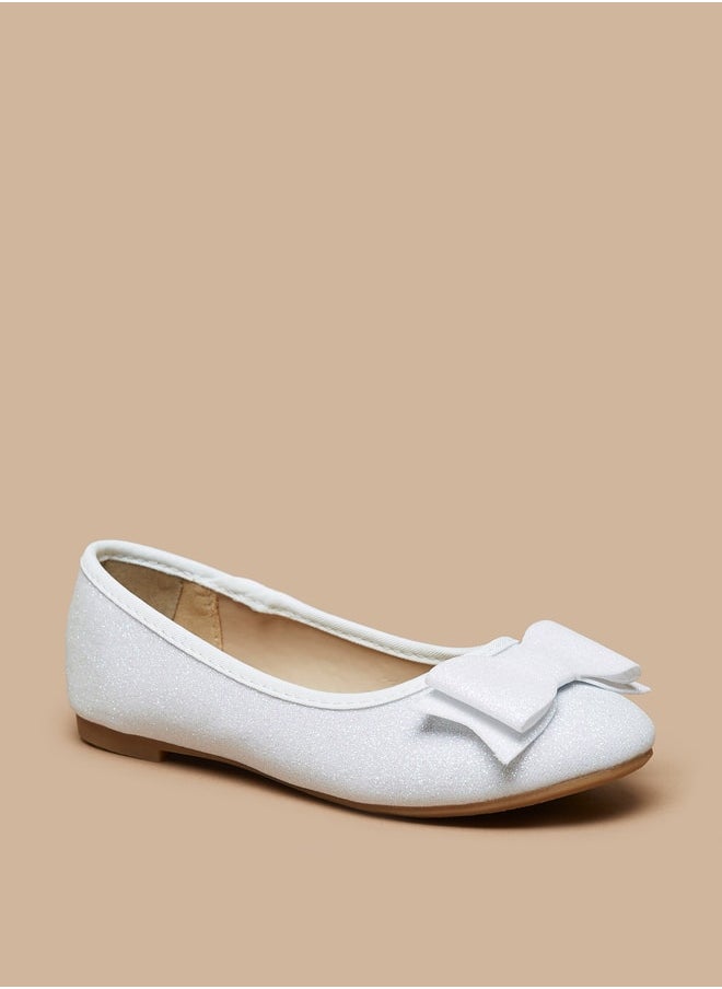 Flora Bella By Shoexpress Girl's Glitter Slip-On Round Toe Ballerina Shoes With Bow Accent Ramadan Collection  - Image 3