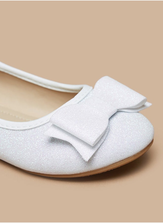 Flora Bella By Shoexpress Girl's Glitter Slip-On Round Toe Ballerina Shoes With Bow Accent Ramadan Collection  - Image 5