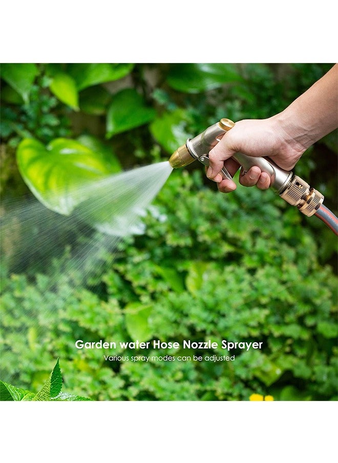 LENND - Garden Hose Nozzles, Heavy Duty Metal Spray Gun with Full Brass Nozzle, 4 Watering Patterns Watering Nozzle- High Pressure Pistol Grip Sprayer for Watering Plants, Car Wash and Showering Dog - Image 1