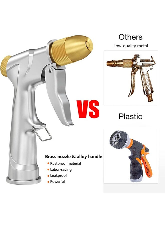 LENND - Garden Hose Nozzles, Heavy Duty Metal Spray Gun with Full Brass Nozzle, 4 Watering Patterns Watering Nozzle- High Pressure Pistol Grip Sprayer for Watering Plants, Car Wash and Showering Dog - Image 1