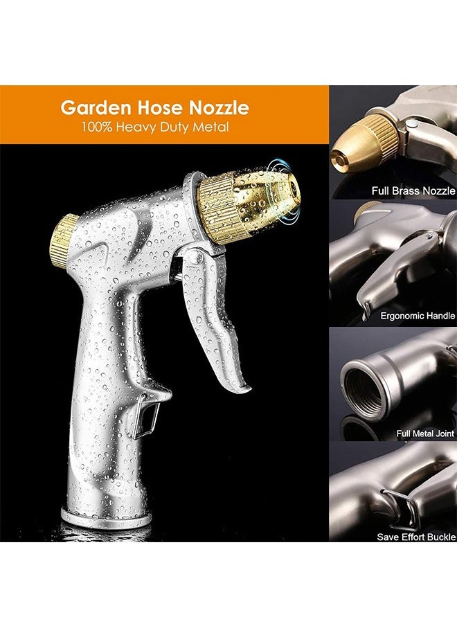 LENND - Garden Hose Nozzles, Heavy Duty Metal Spray Gun with Full Brass Nozzle, 4 Watering Patterns Watering Nozzle- High Pressure Pistol Grip Sprayer for Watering Plants, Car Wash and Showering Dog - Image 1