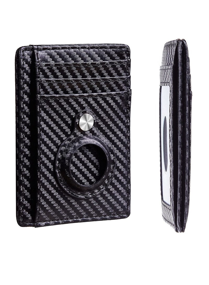 Slim Carbon Fiber Wallet Case for AirTag, Minimalist Card Holder with Stylish Design - Image 1