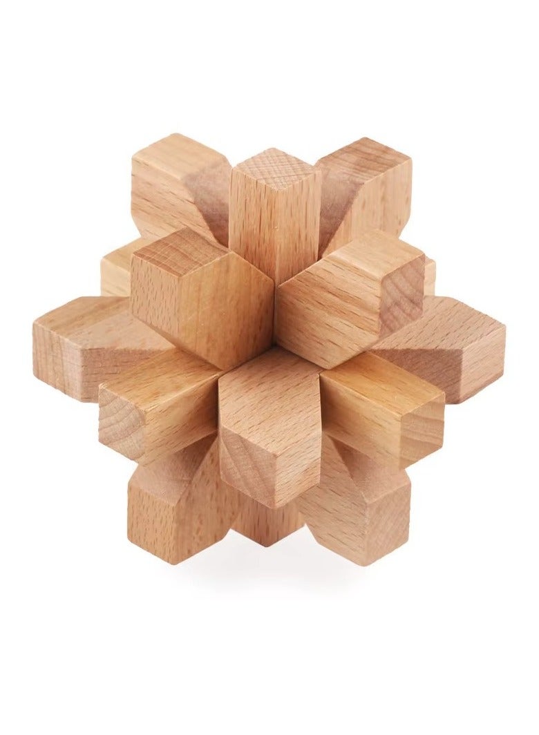 Wooden Beech Kongming Lock Luban Lock 6-piece Intelligence Unlock Educational Toys Lock 6-piece Set wooden puzzle - Image 4