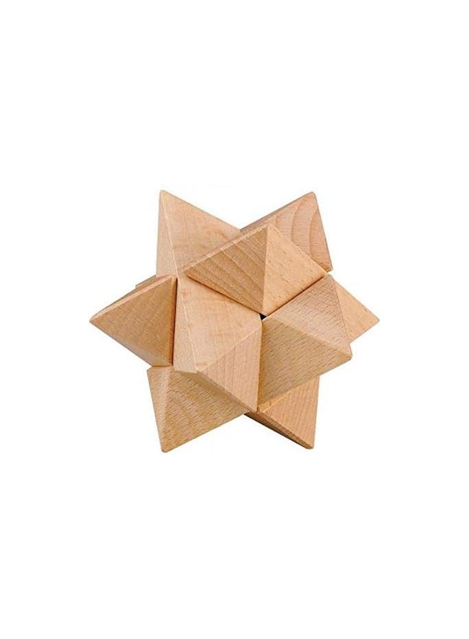 Wooden Beech Kongming Lock Luban Lock 6-piece Intelligence Unlock Educational Toys Lock 6-piece Set wooden puzzle - Image 2