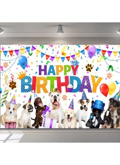 Tatuo Dog Happy Birthday Backdrop Banner Puppy Photography Background Banner Cartoon Dog Photo Backdrop Birthday Party Decorations For Dog Owner Birthday Party Pet Party Supplies (5.9 X 3.6 Feet)  - Image 2