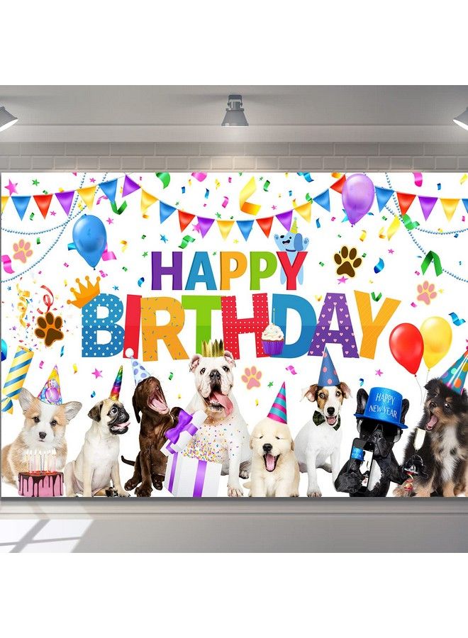 Tatuo Dog Happy Birthday Backdrop Banner Puppy Photography Background Banner Cartoon Dog Photo Backdrop Birthday Party Decorations For Dog Owner Birthday Party Pet Party Supplies (5.9 X 3.6 Feet) - Image 2