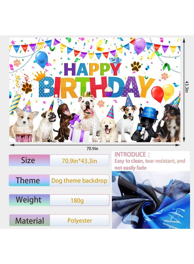 Tatuo Dog Happy Birthday Backdrop Banner Puppy Photography Background Banner Cartoon Dog Photo Backdrop Birthday Party Decorations For Dog Owner Birthday Party Pet Party Supplies (5.9 X 3.6 Feet) - Image 4