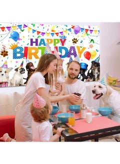 Tatuo Dog Happy Birthday Backdrop Banner Puppy Photography Background Banner Cartoon Dog Photo Backdrop Birthday Party Decorations For Dog Owner Birthday Party Pet Party Supplies (5.9 X 3.6 Feet)  - Image 3