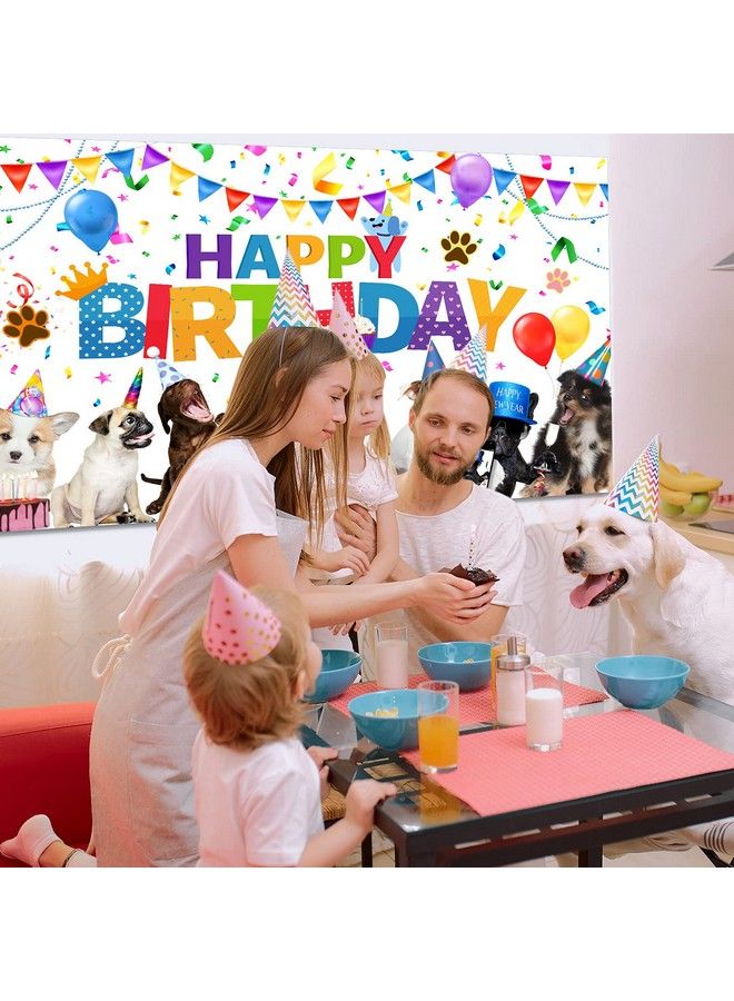Tatuo Dog Happy Birthday Backdrop Banner Puppy Photography Background Banner Cartoon Dog Photo Backdrop Birthday Party Decorations For Dog Owner Birthday Party Pet Party Supplies (5.9 X 3.6 Feet) - Image 3