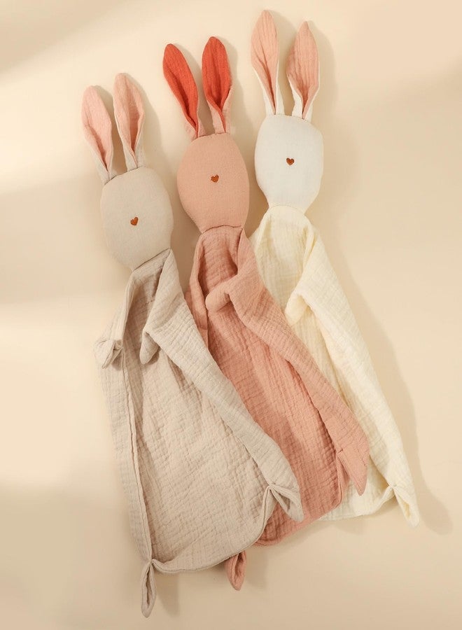 insular Bunny Lovey Blanket for Boys and Girls, Organic Cotton Muslin Security Blanket for Babies, Soft Breathable Lovie Soothing Towel for Newborn and Infant, Pink - Image 3
