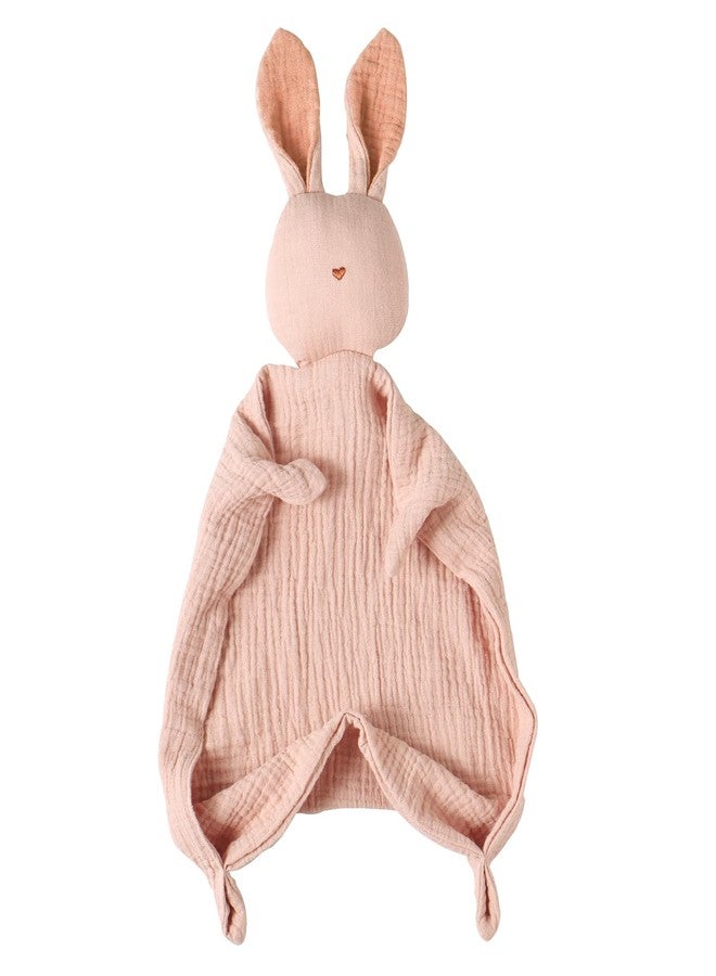 insular Bunny Lovey Blanket for Boys and Girls, Organic Cotton Muslin Security Blanket for Babies, Soft Breathable Lovie Soothing Towel for Newborn and Infant, Pink - Image 1