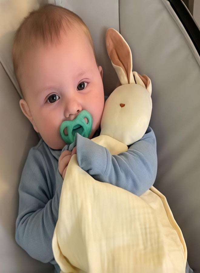 insular Bunny Lovey Blanket for Boys and Girls, Organic Cotton Muslin Security Blanket for Babies, Soft Breathable Lovie Soothing Towel for Newborn and Infant, Pink - Image 4