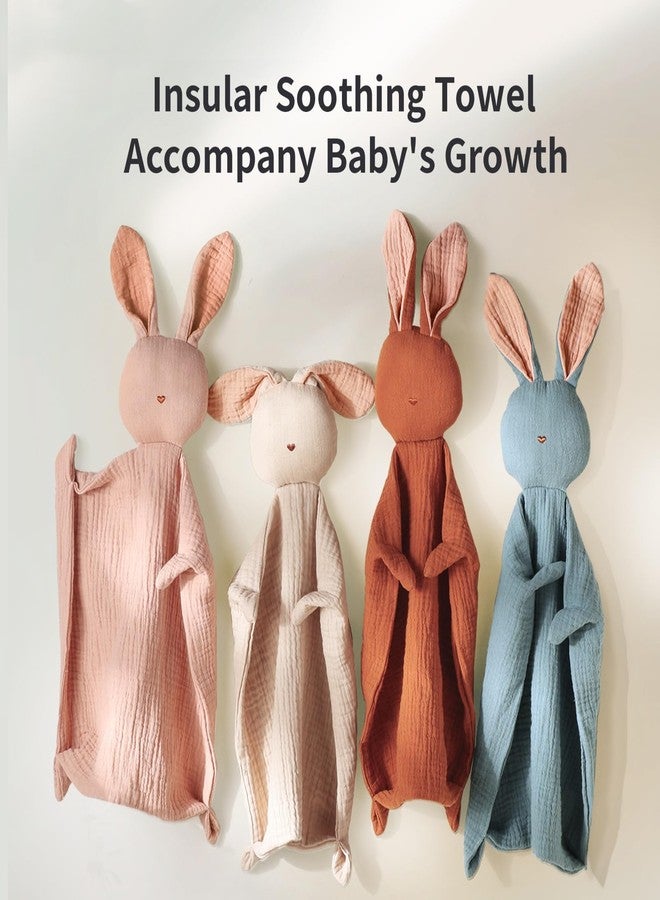 insular Bunny Lovey Blanket for Boys and Girls, Organic Cotton Muslin Security Blanket for Babies, Soft Breathable Lovie Soothing Towel for Newborn and Infant, Pink - Image 5