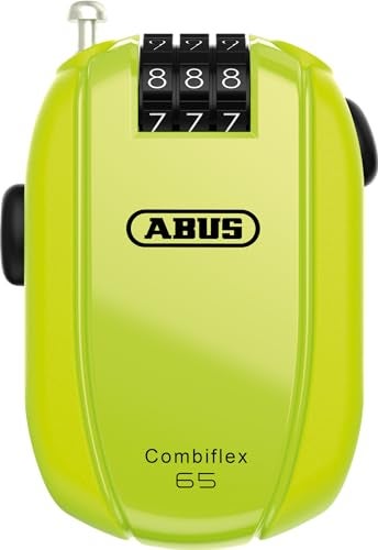 ABUS 95458 CombiFlex StopOver 65, Bike Lock with Extendable Steel Cable, 2ft 1.6in, Neon Yellow, 954580 - Image 1