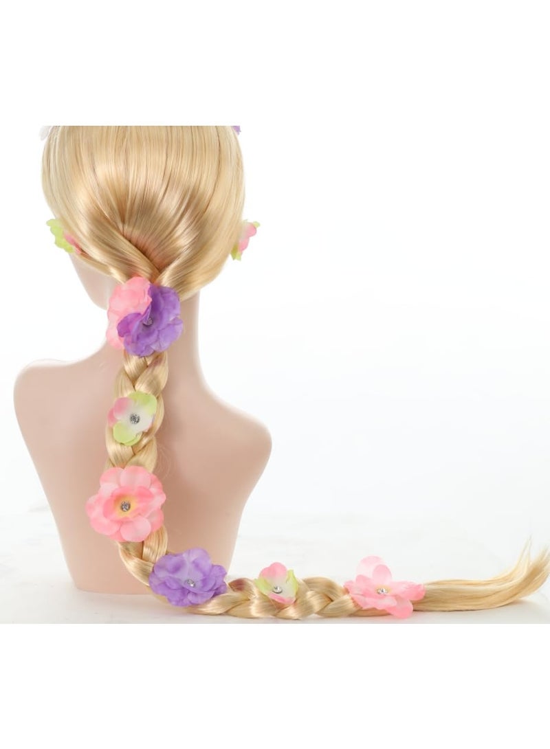 KISSUN Girls Princess Costume Accessories Fancy Dress Up Cosplay Exquisite Match Sets，Rapunzel Wigs Rapunzel Plaits for Girls - Image 4