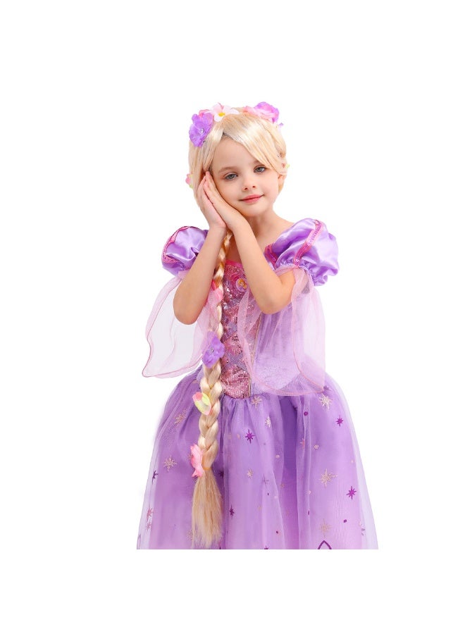 KISSUN Girls Princess Costume Accessories Fancy Dress Up Cosplay Exquisite Match Sets，Rapunzel Wigs Rapunzel Plaits for Girls - Image 3