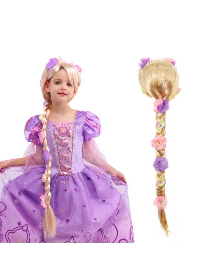 KISSUN Girls Princess Costume Accessories Fancy Dress Up Cosplay Exquisite Match Sets，Rapunzel Wigs Rapunzel Plaits for Girls - Image 1