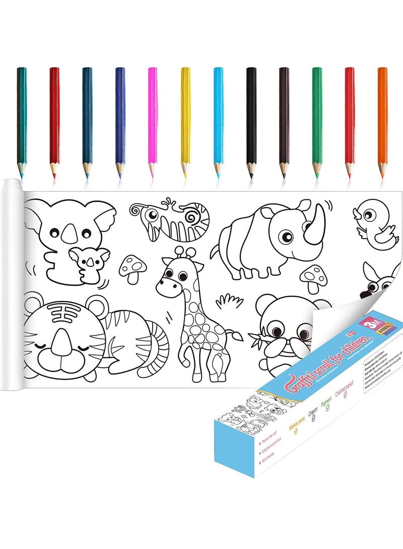 Cool Baby COOLBABY Children's Drawing Roll Sticky Color Filling Paper Graffiti Scroll Coloring Paper Roll for Kids DIY Painting Educational Toys - Image 1
