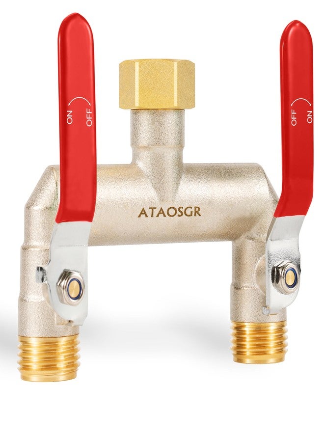 ATAOSGR Garden Hose Manifold, 3/4 Inch, 2-Way Valve with Red Long Handle - Image 1