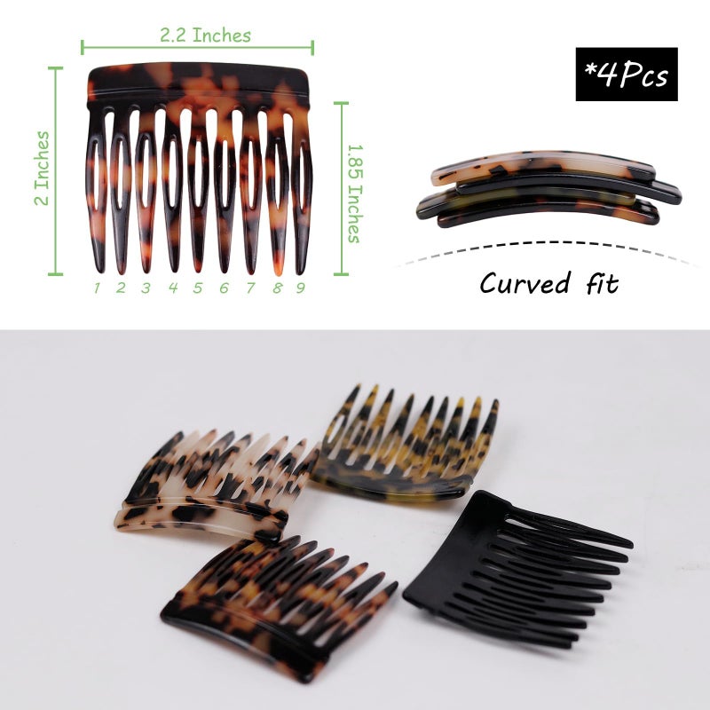 LAPOHI 4 Pcs French Hair Side Combs for Women Bun Small Twist Hair Decorative, Strong Hold Clips for Women Bun (4 Color) - Image 4