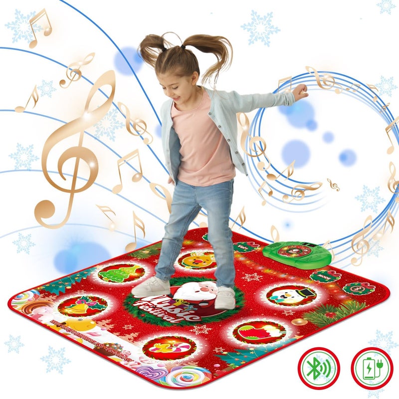 Dance Mat for Girls, Christmas Toys Gifts for 4 5 6 7 8 9 10+ Year Old Kids, Illuminated Kids Dance Pad with 6 LED Lights and Wireless Bluetooth, Rechargeable - Image 1