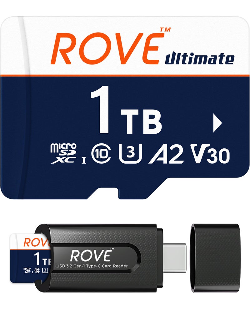 ROVE Ultimate 1TB Micro SD Card microSDXC Memory Card with USB 32 Type C Card Reader 160MBs C10 U3 V30 4K A2 for Dash Cam Android Smart Phones Tablets Games - Image 2