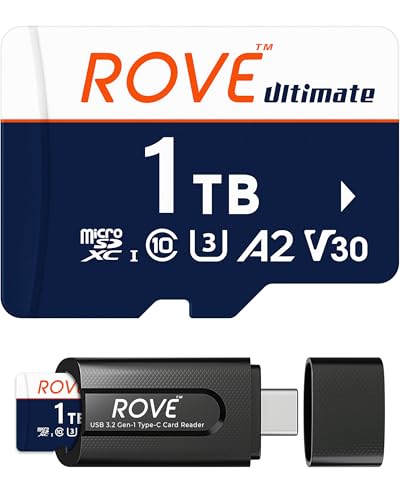 ROVE Ultimate 1TB Micro SD Card microSDXC Memory Card with USB 32 Type C Card Reader 160MBs C10 U3 V30 4K A2 for Dash Cam Android Smart Phones Tablets Games - Image 1