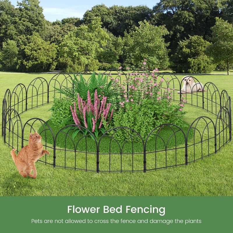 Youpehom Small 12.55"*16.53" Decorative Garden Fencing Border, No Dig Fences Barrier, Black Metal Fence, Garden Edging Fence Panel, Dog Fence Outdoor for Yard, Flower Bed (6 pcs) - Image 5