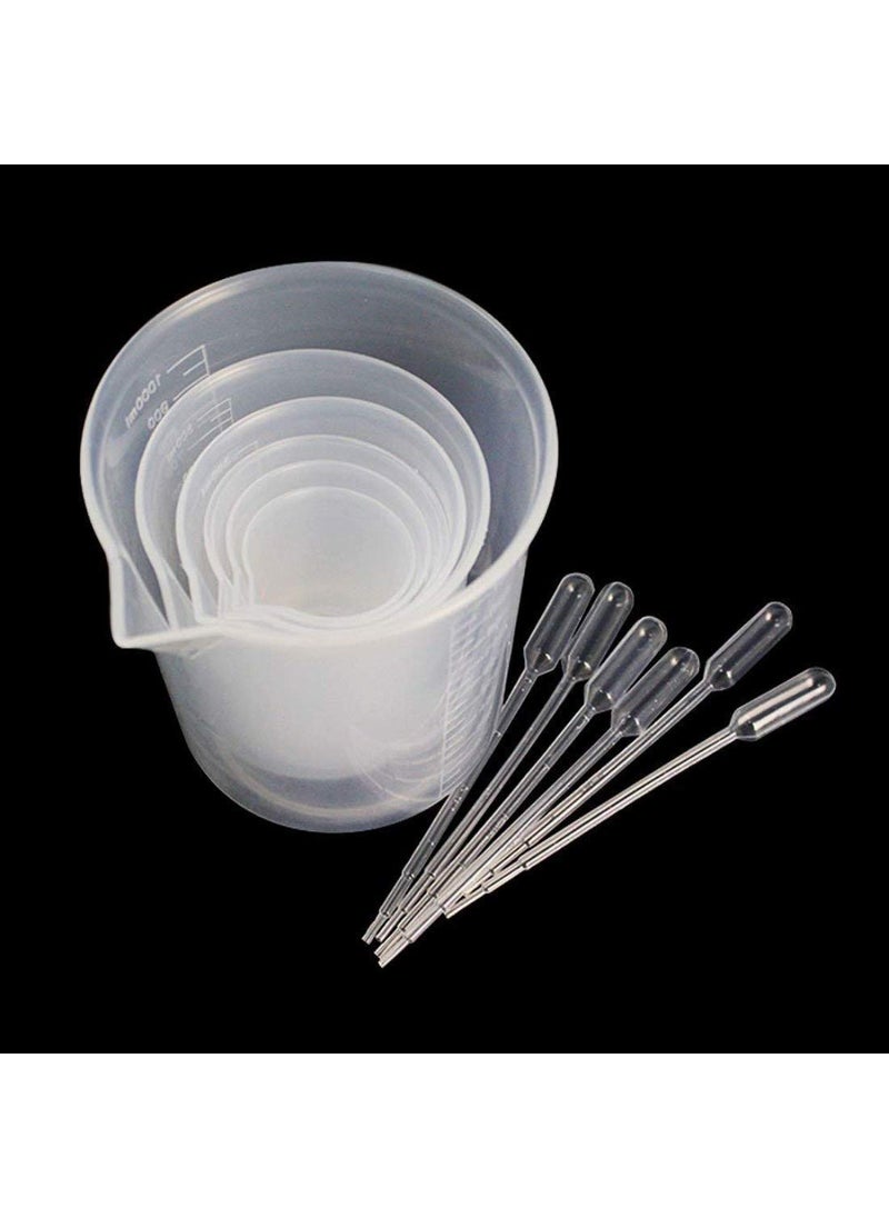 DIY Crafts Design No 2 Beaker Set 20 Pcs Lab Kit 6 Pcs Clear Plastic Beakers 1000ml 500ml 250ml ml 100ml 50ml 25ml with 20 Pcs 1ml Pipettes 20 P Design No 2 Beaker Set