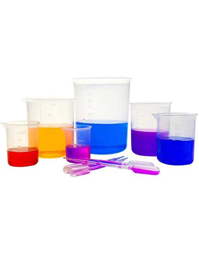 DIY Crafts Design No 2 Beaker Set 20 Pcs Lab Kit 6 Pcs Clear Plastic Beakers 1000ml 500ml 250ml ml 100ml 50ml 25ml with 20 Pcs 1ml Pipettes 20 P Design No 2 Beaker Set