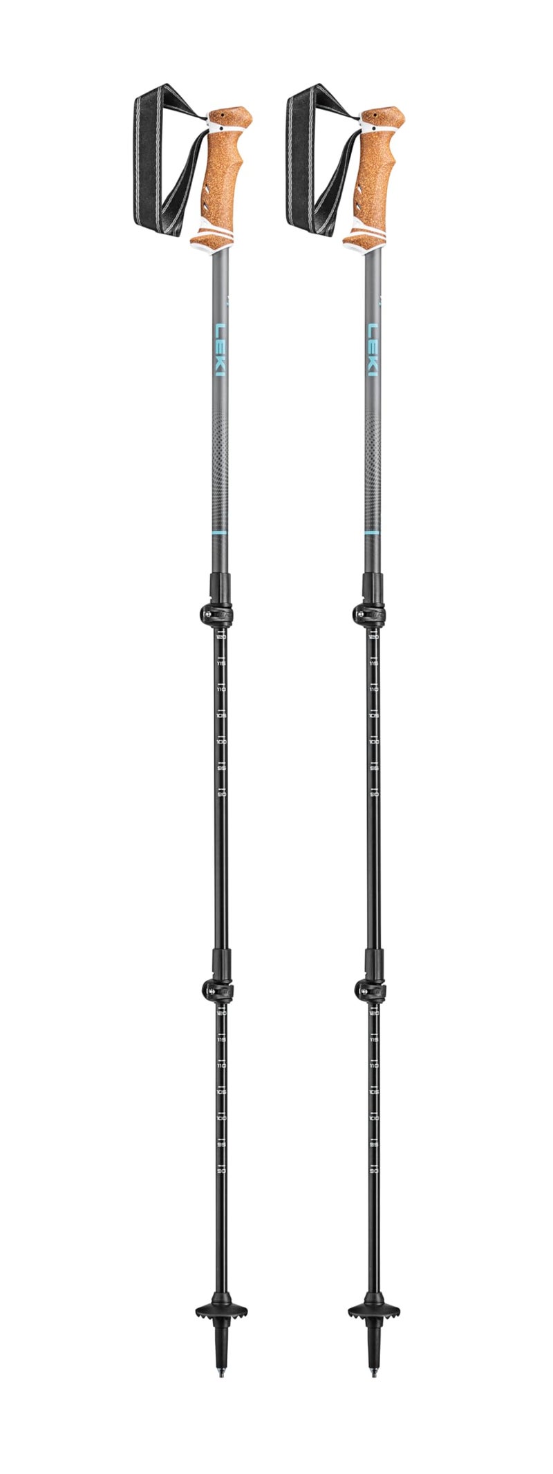 LEKI Lhasa Aluminum Adjustable Lightweight Walking Poles for Trekking & Hiking - Lightblue-Anthracite-White - 90-125 cm - Image 1