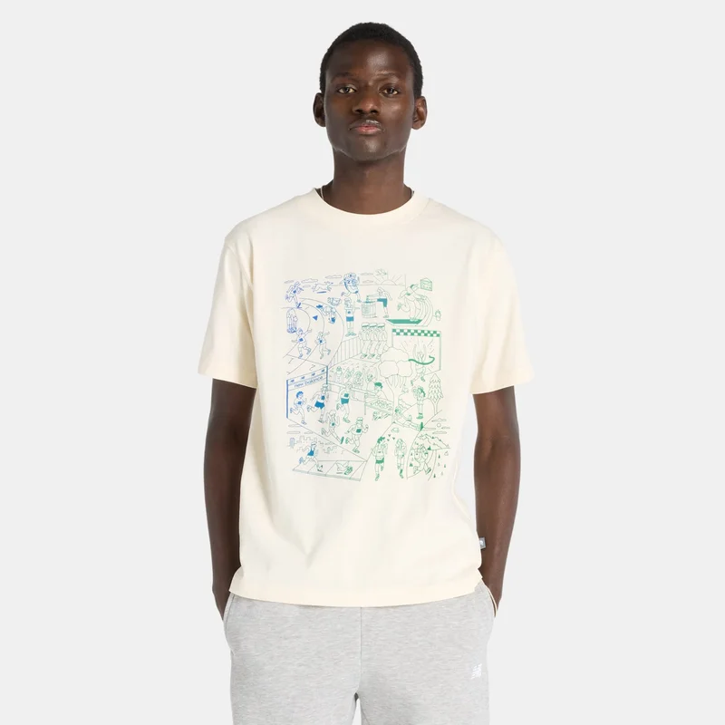 New Balance Beige Men's Athletics Run Mural T-Shirt for Men | Best Price UAE