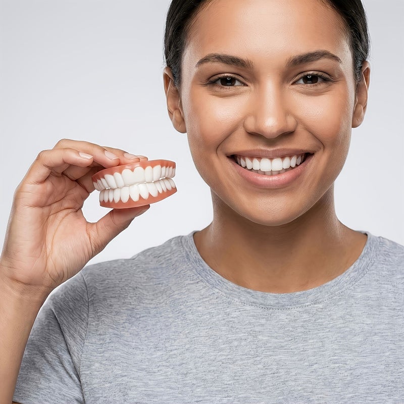 3pcs Full Coverage Denture Set For All Adults For Toothless Or Missing Teeth Comfortable To Wear Easy To Install And Remove Helps Boost Confidence Temporary Cosmetic Teeth Cover Patch Set Includes Upper Teeth Lower Teeth And Additions - Image 3