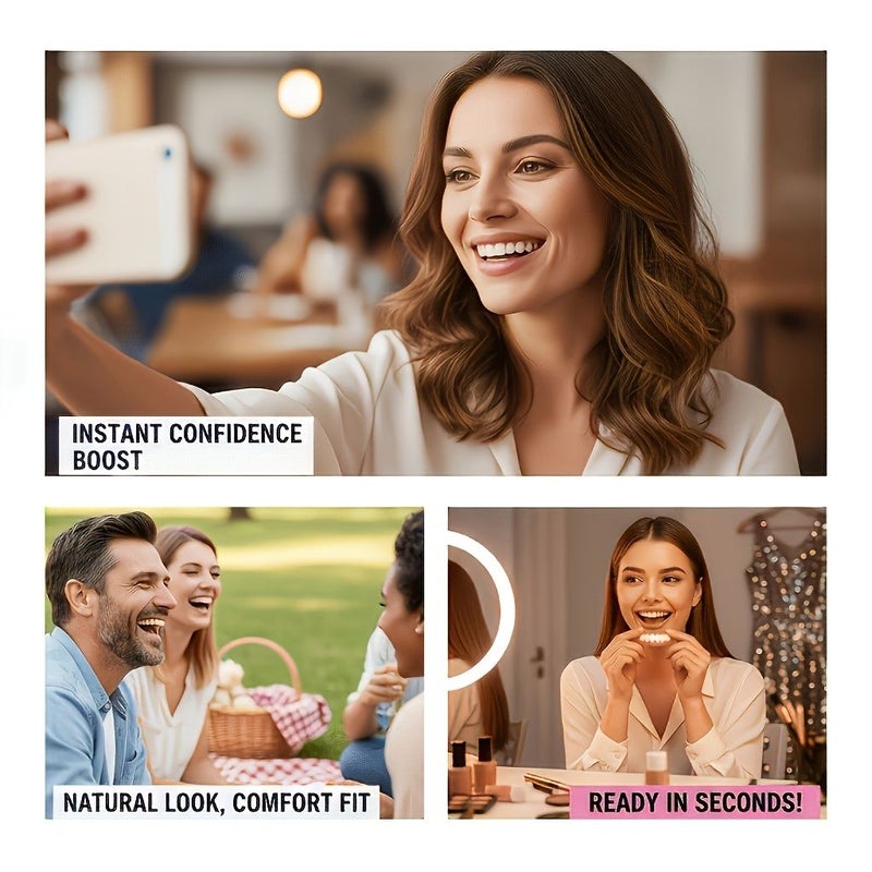 3pcs Full Coverage Denture Set For All Adults For Toothless Or Missing Teeth Comfortable To Wear Easy To Install And Remove Helps Boost Confidence Temporary Cosmetic Teeth Cover Patch Set Includes Upper Teeth Lower Teeth And Additions - Image 4