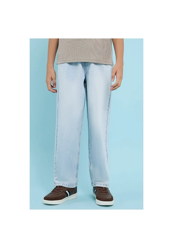 أر أند بي Faded Straight Fit Jeans with Drawstring Waist