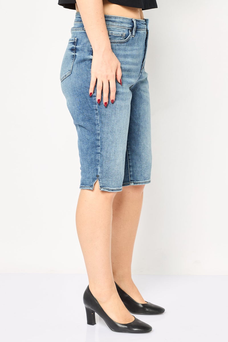 NYDJ Women Super Washed Knee-Length Denim Shorts, Blue - Image 3