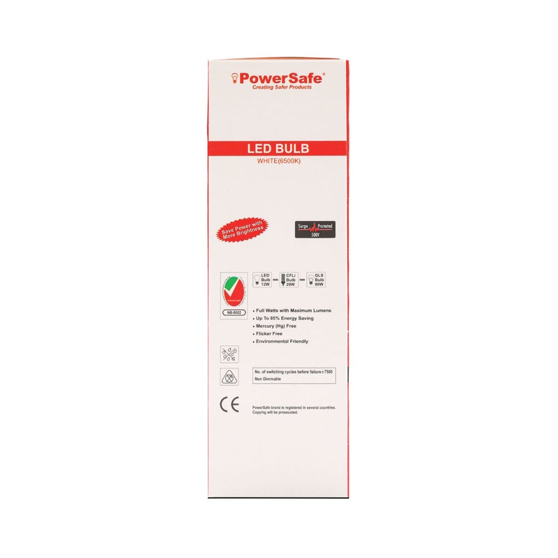 Terminator PowerSafe LED Stick Bulb 12W Daylight E27, 1080 Lumen, 6500K, 85% Energy Saving, 15,000 Hours Lifespan, with Surge Protection, ESMA Approved - Image 3