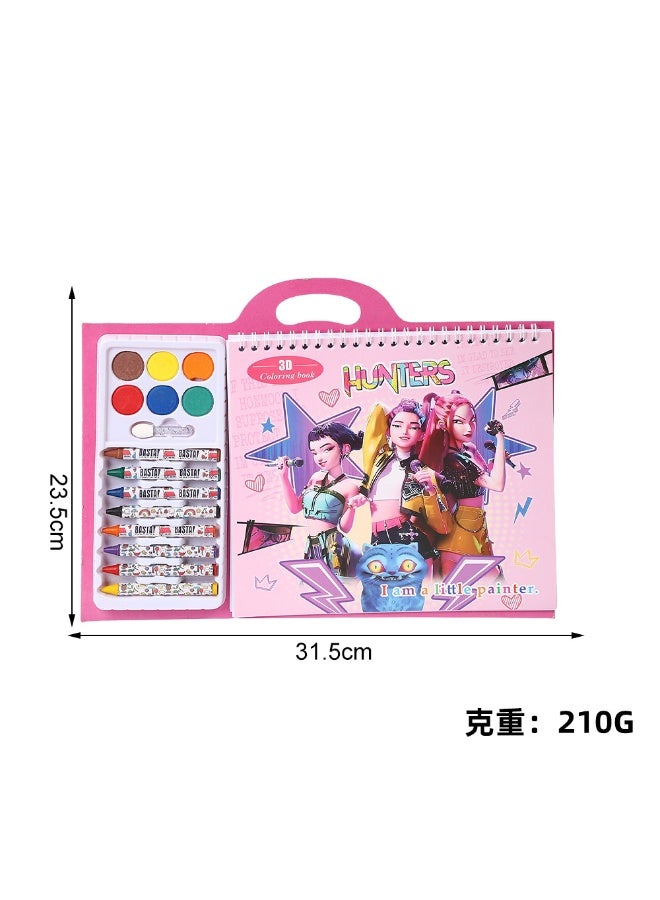 Kpop Hunters Creative Crayon Art Set — Portable DIY Colouring Book with Drawing Paper, Non-Toxic Pigments and Brushes. This professional crayon art kit is ideal for sketching, painting and crafting, making it the perfect choice for travel, festive gifts and art enthusiasts. - Image 5