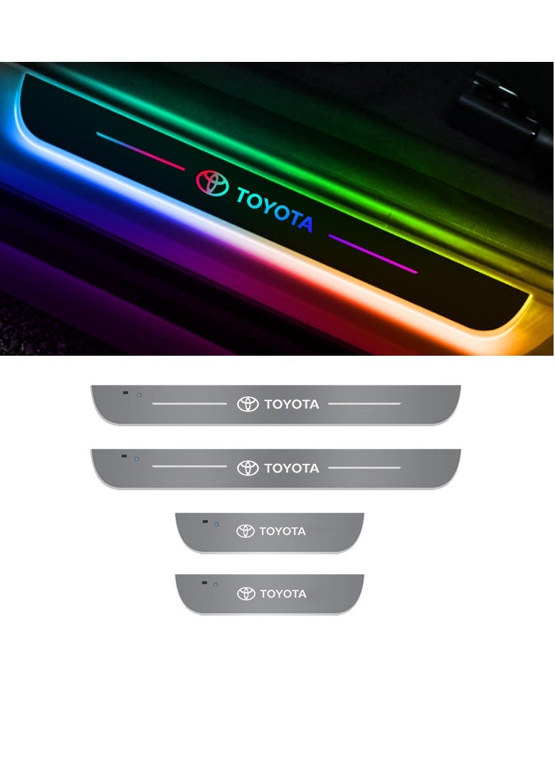 TOYOTA 4 Pieces Led Car Door Toyota Logo Car Threshold Light Door Welcome Pedal Ambient Light Set - Image 1