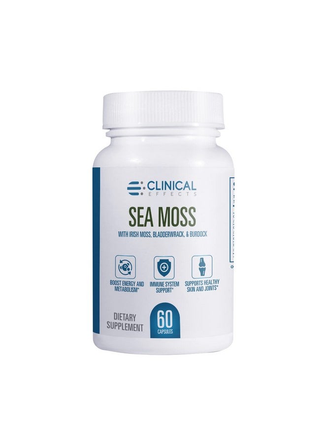 Clinical Effects Sea Moss Organic Irish Sea Moss Capsules With Bladderwrack Burdock Root And Bioperine For Thyroid Heart Health Weight Management And Energy Support 60Ct Made In The Usa  - Image 1
