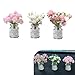 Qurbuns 3 PCS Mini Flower in Vase Car Dashboard Decorations Cute Babysbreath Jasmine Cherry Blossom Daisy Realistic Glass Vase Ornaments Funny Dashboard Rear View Mirror Interior Decor for Cars - Image 2
